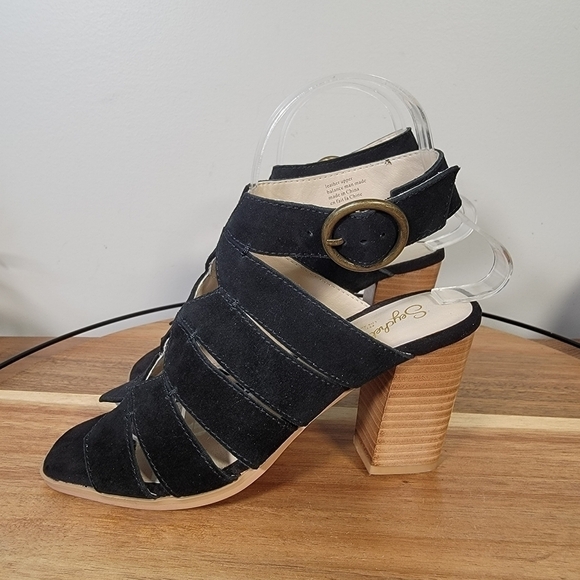 Seychelles Completely Engaged heeled sandals Black Open Toe Ankle Strap Size 6 - Picture 6 of 12